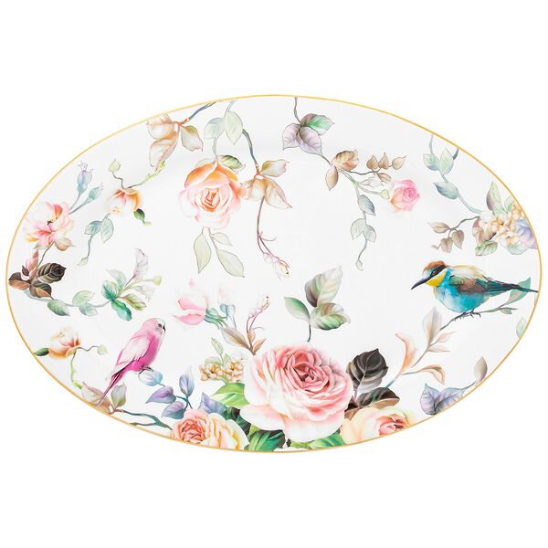 Блюдо овальное Elan Gallery Певчие птички, 35.5х24 см, фарфор