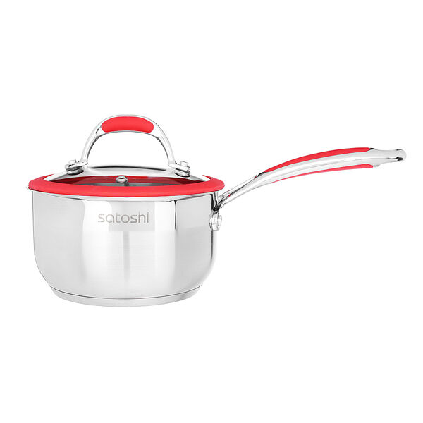 Satoshi венрай ковш 16х9см 1,6л, со стекл. крышкой, индукция, нерж. сталь