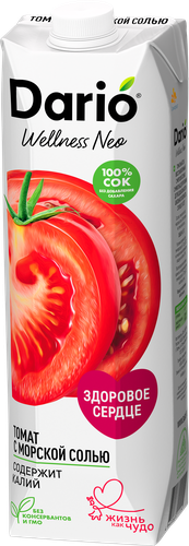 

Сок Dario Wellness томатный с морской солью с мякотью 950 мл