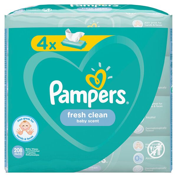 PAMPERS Детские влажные салфетки Fresh Clean 4х52
