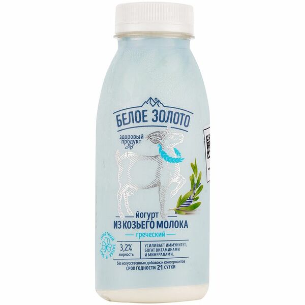 Йогурт из козьего молока питьевой греческий Белое Золото 3,2%