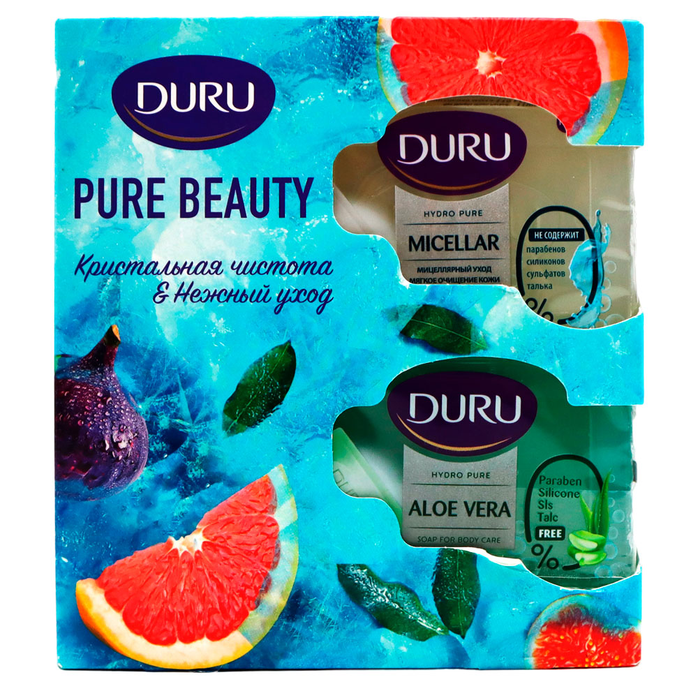 

Набор Duru Pure Beauty Кристальная чистота и Нежный уход Мыло Micellar 110 мл + Мыло Aloe vera 110 мл + крем для рук 75 мл