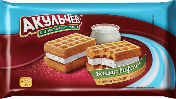 Вафли Акульчев Венские нежный йогурт 105г