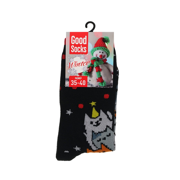 Женские носки Good Socks Winter Коты, черные, р.35-40