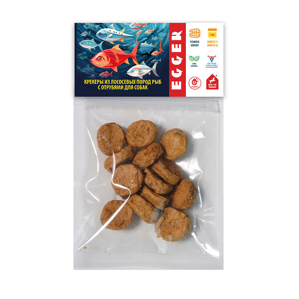 EGGER лакомство крекеры из лосося с отрубями для собак 40 г.