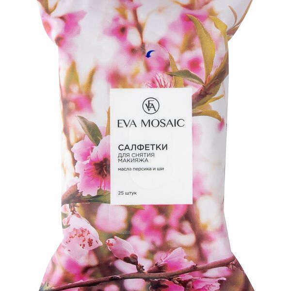 EVA MOSAIC Салфетки для снятия макияжа с маслами персика и ши, 25 шт.