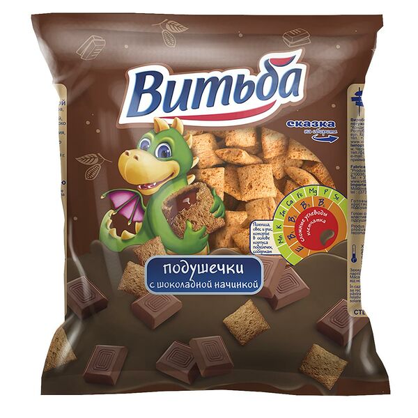 Подушечки Витьба с шоколадной начинкой цвет. пак. вес 250г.