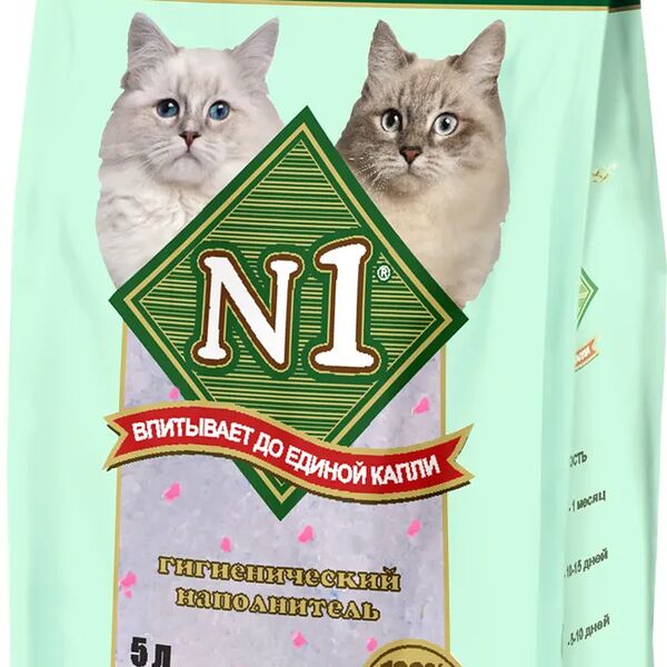 Наполнитель N1 Crystals для кошачьего туалета, силикагелевый, антибактериальный 5 л
