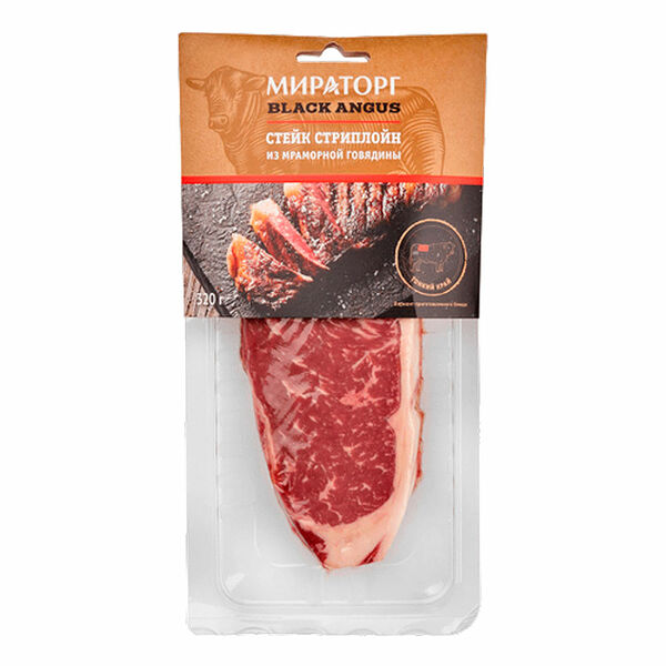 Стейк Стриплойн из мраморной говядины охлажденный 320г в/у Мираторг (Брянская обл.)