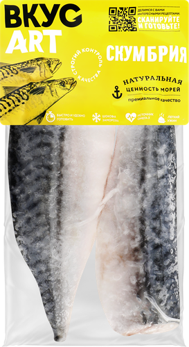 

Скумбрия Атлантическая замороженная ВкусАрт филе на коже, 300 г