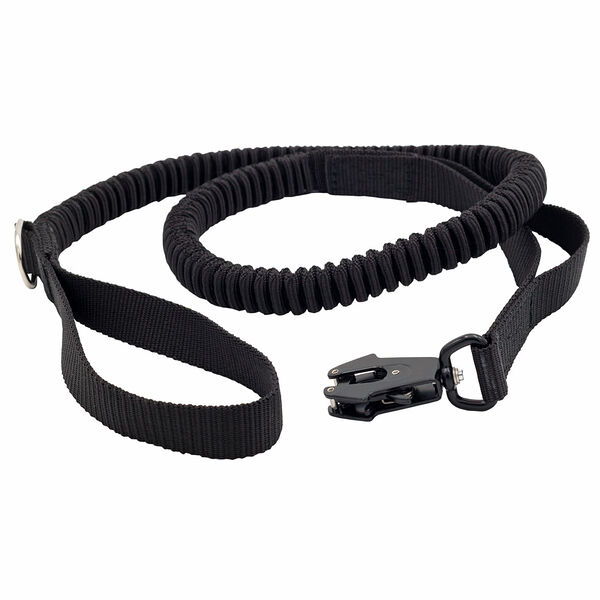 Поводок для собак амортизирующий с двумя ручками, 25 мм, 135-235 см, черный