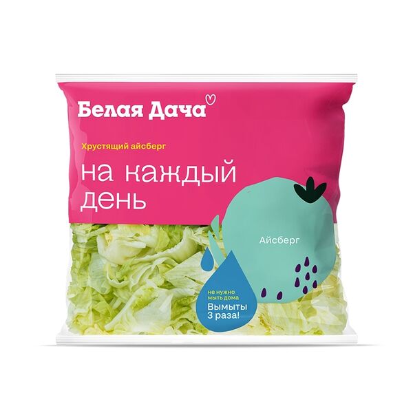 Салат свежий БЕЛАЯ ДАЧА Хрустящий айсберг, резаный, 150г
