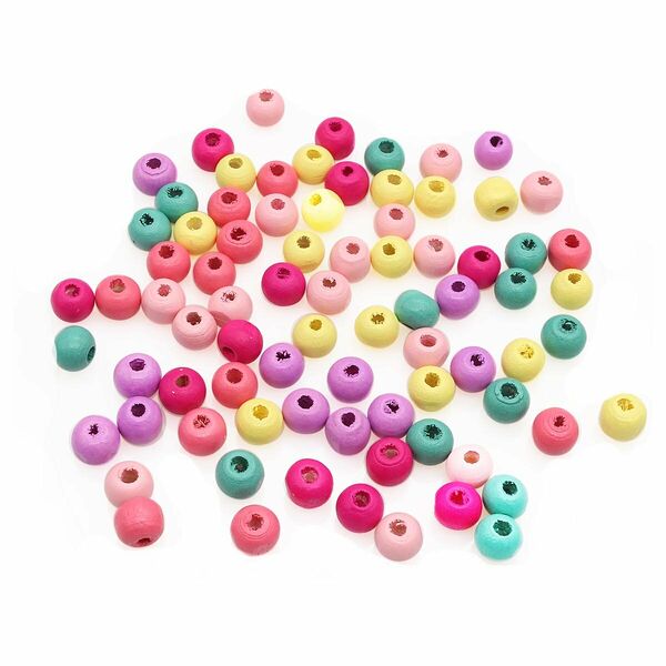 4AR396 Бусины деревянные, цветной микс, 8мм, 18гр/упак, Astra&Craft(Светлый микс)