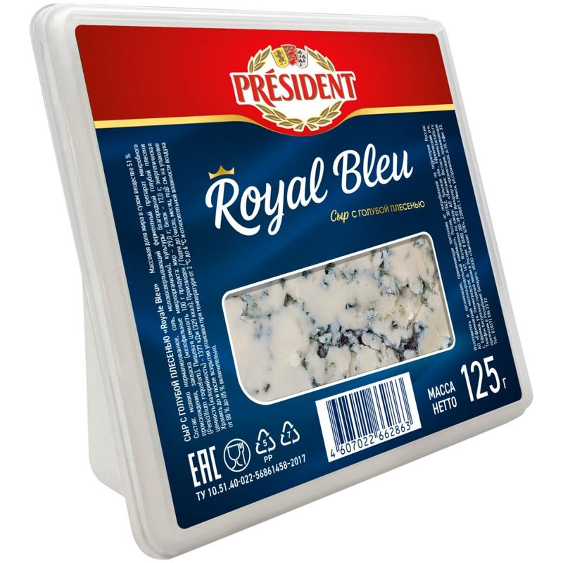 

Сыр President Royal Bleu с голубой плесенью 55% 125 г