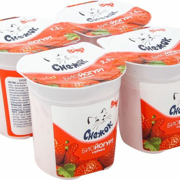 Биойогурт Снежок Клубника 2.5% 4шт*120г