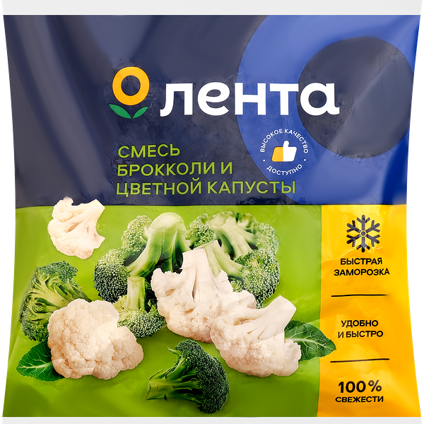 Смесь овощная ЛЕНТА Брокколи и цветная капуста, 400г
