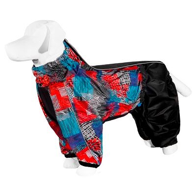 ВИА Дождевик для собаки с рисунком  «Квадраты», красный (спинка 62-64 см), Лабрадор, лн26ос