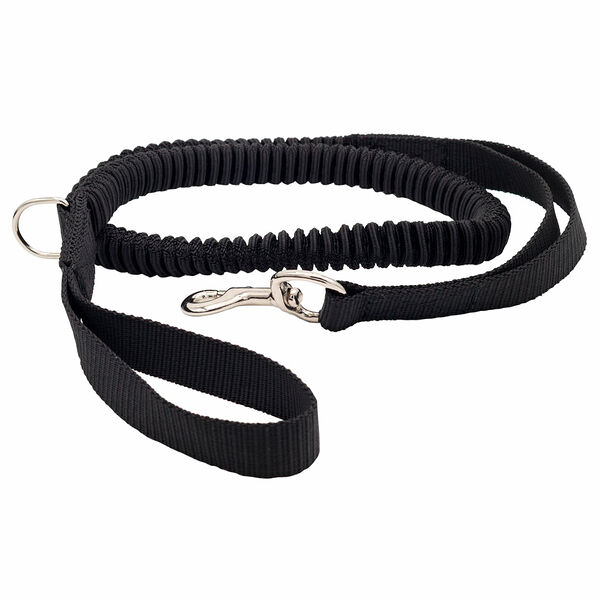Поводок для собак амортизирующий с двумя ручками, 25 мм, 135-235 см, черный