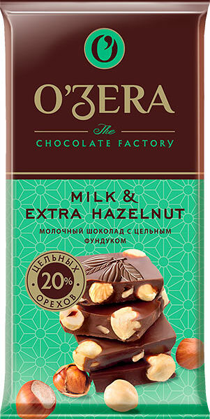 Шоколад молочный O'ZERA Milk & Extra Hazelnut, 90г