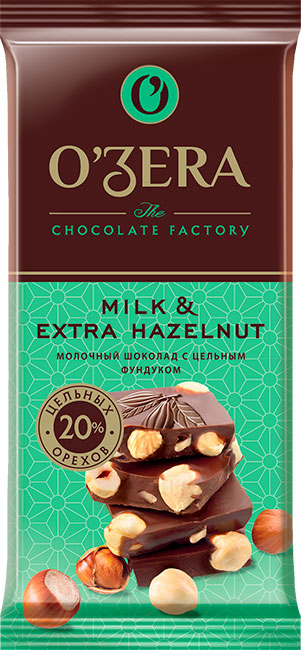 

Шоколад молочный O'Zera Milk & Extra Hazelnut 90 г