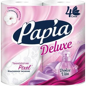 Туалетная бумага Papia Deluxe Dolce Vita 4 слоя 4 рулона