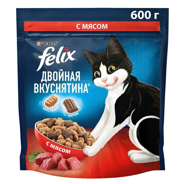 Феликс Двойная Вкуснятина 600г Сухой корм мясо