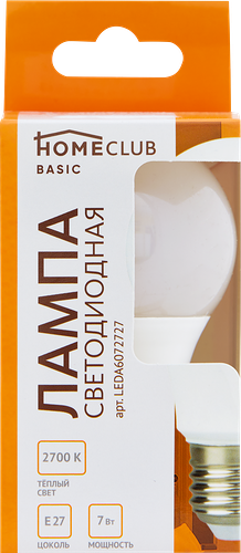 Лампа светодиодная HOMECLUB A60 E27 7Вт 2700К