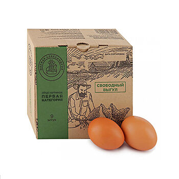 Яйцо куриное пищевое С1, 9 шт ТМ Птицеферма Фёдоровская