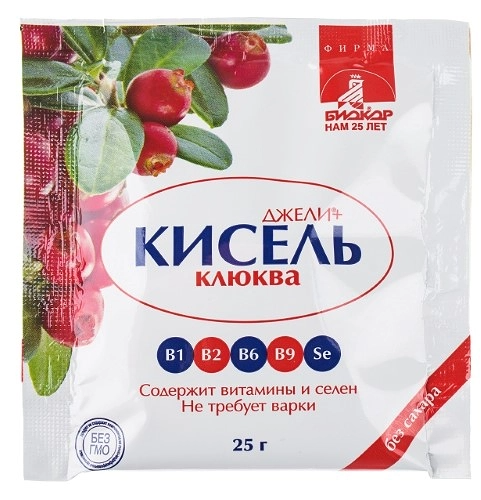 Кисель Биокор Джели+ без сахара клюква 25 г