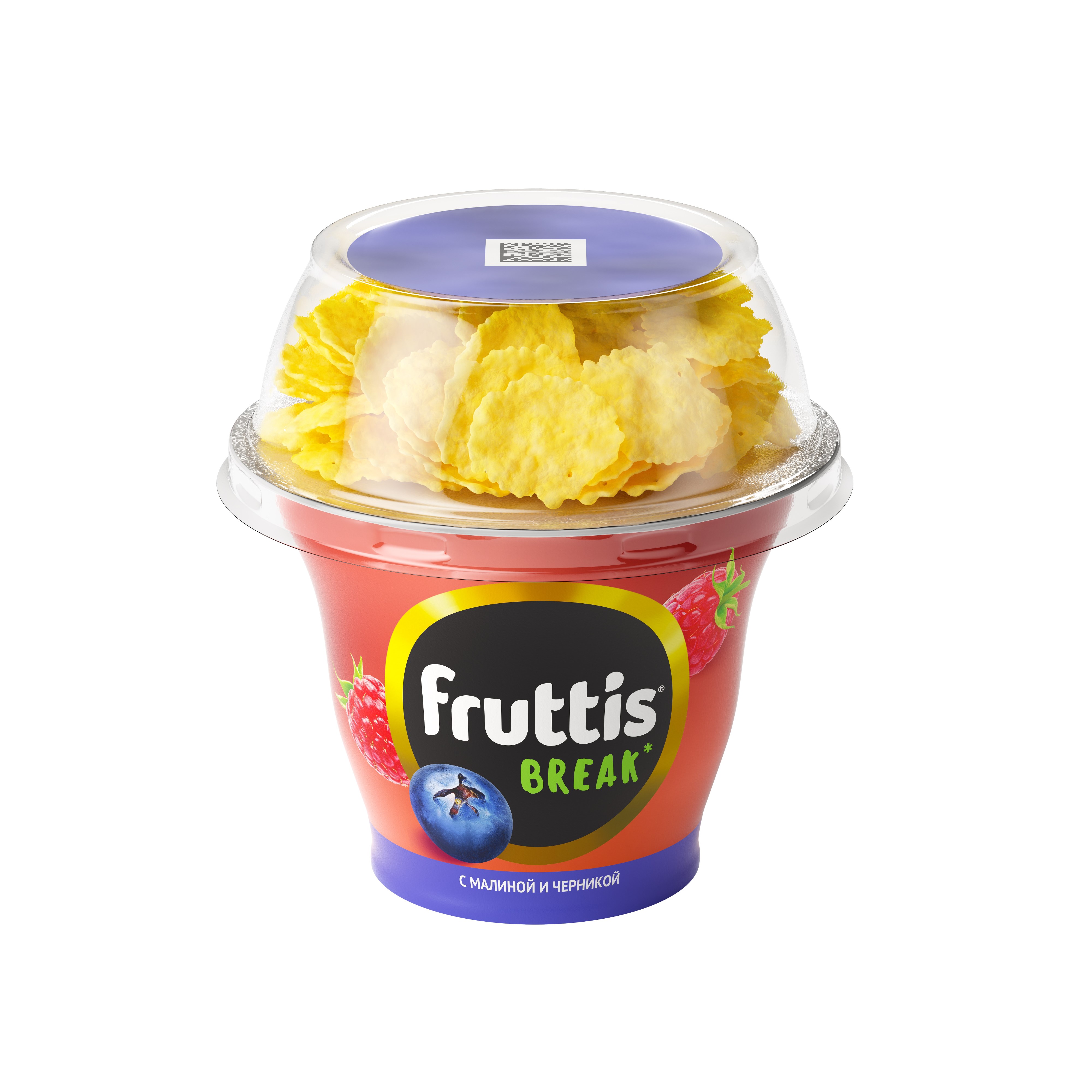 

Продукт йогуртный Fruttis Вкусный перерыв с малиной, черникой и кукурузными хлопьями 2.5% 175 г