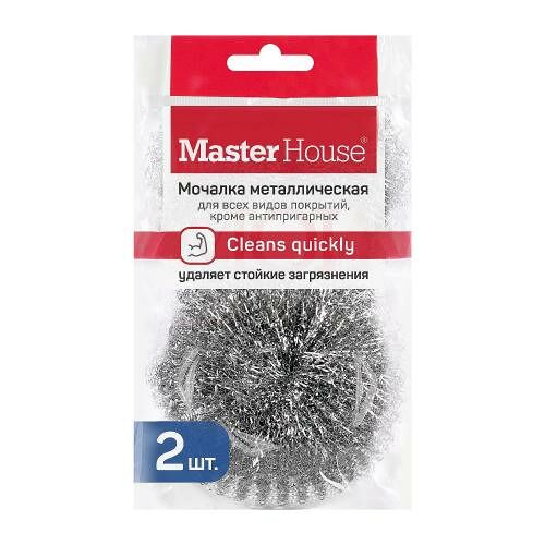 Мочалка для посуды Master House металлическая, сетка, 2 шт.