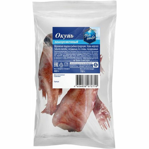 Окунь Fish House морской потрошеный без головы замороженный 800 г