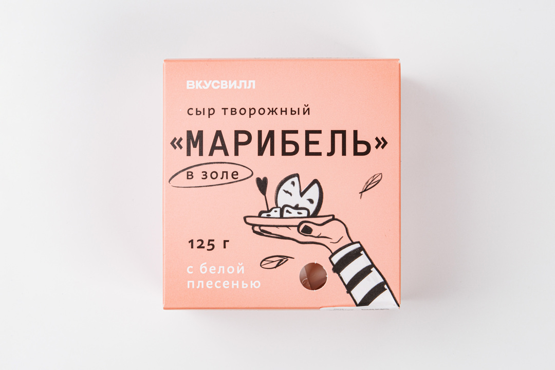 

Сыр ВкусВилл с белой плесенью творожный Марибель в золе 125 г