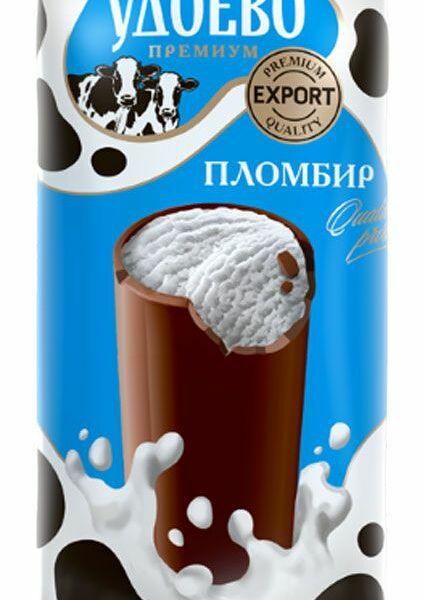 Мороженое Из села Удоево Премиум пломбир в шоколадной глазури трубочка 18% 80 г