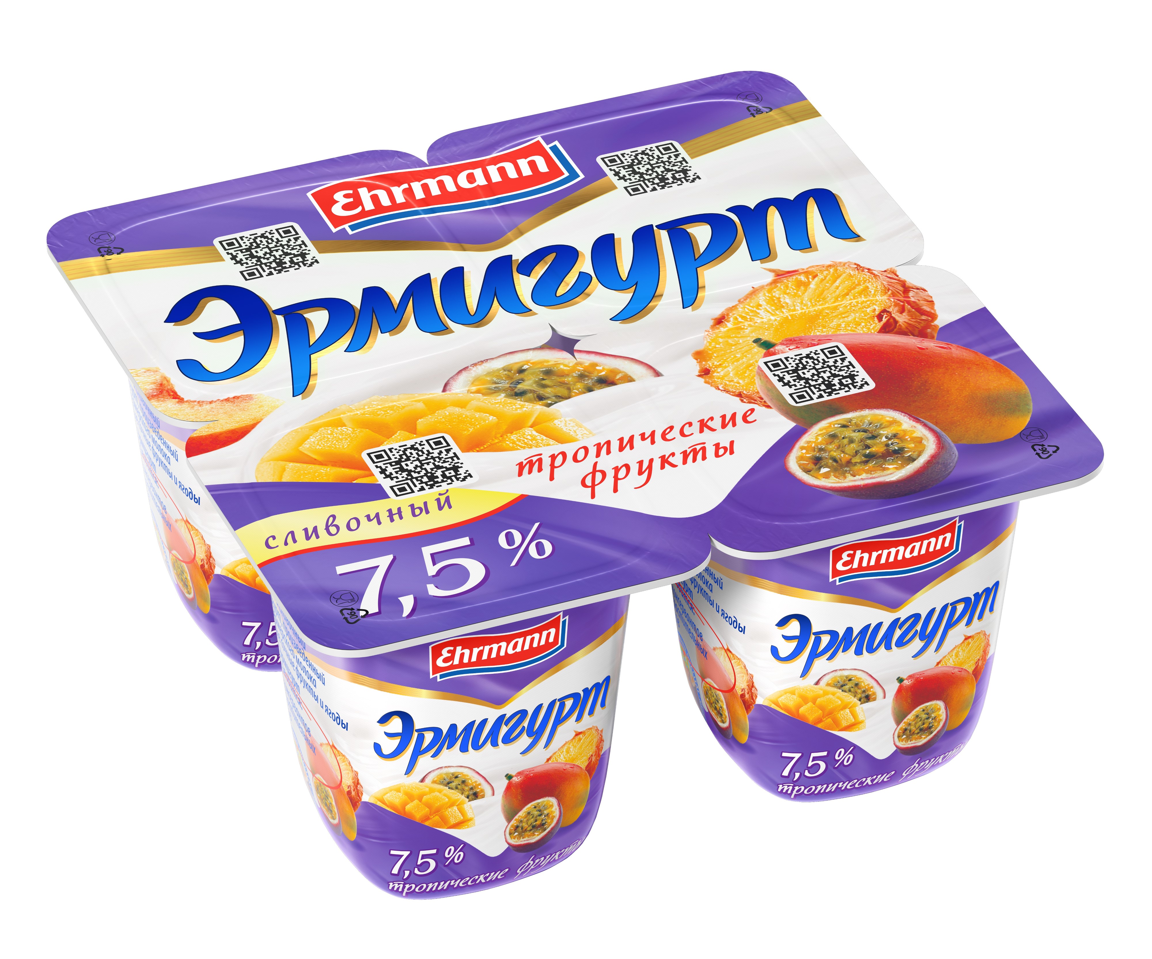 

Продукт йогуртный Эрмигурт Cливочный с тропическими фруктами 7.5% 100 г