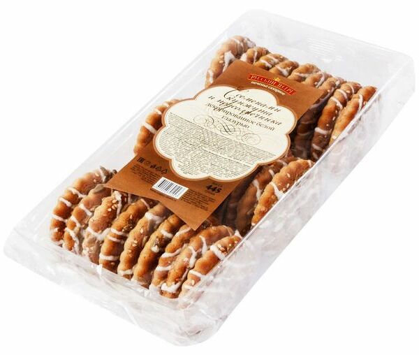 Печенье Русский десерт сахарное с семенами подсолнечника и кунжута в белой глазури 445 г