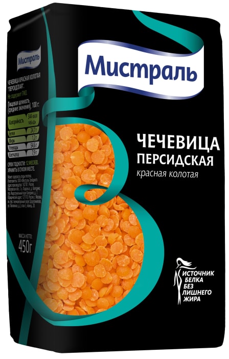 

Чечевица Мистраль Персидская красная колотая 450 г