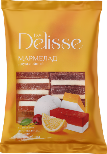 

Мармелад Delisse двухслойный со вкусами апельсина, вишни и пломбира 300 г