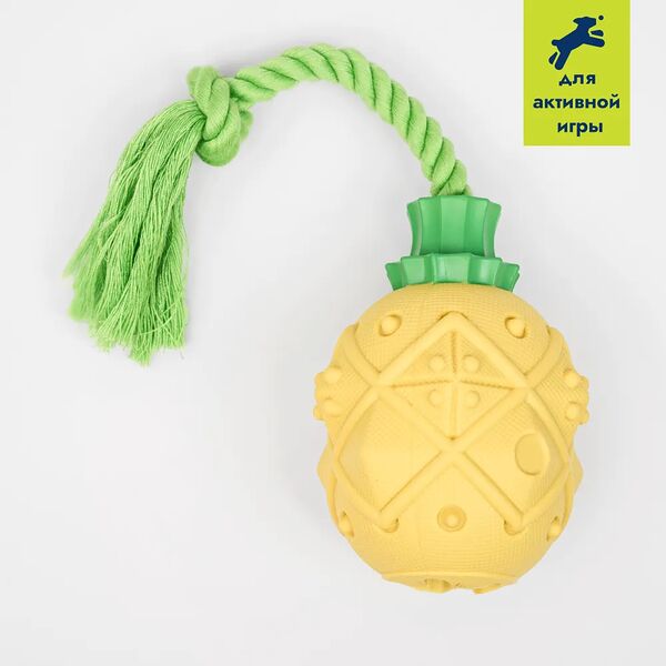 Игрушка Rurri для собак Ананас с веревкой, 12 см