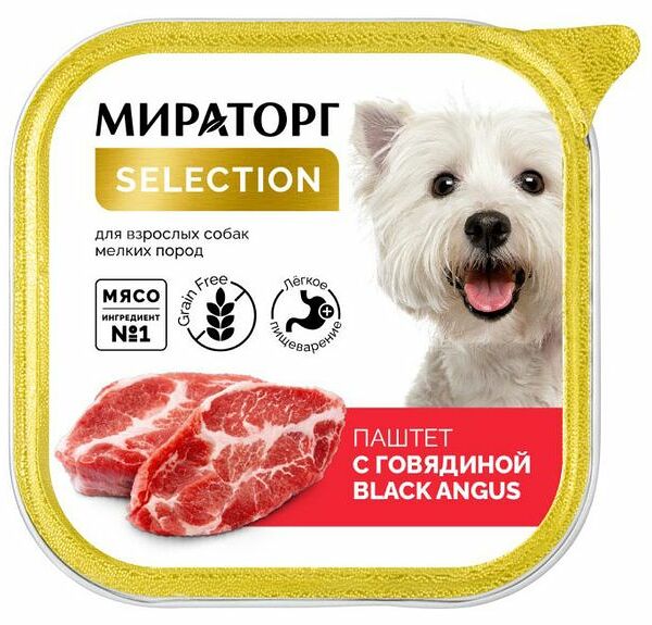 Влажный корм для собак Мираторг Selection для мелких пород паштет с говядиной 100 г