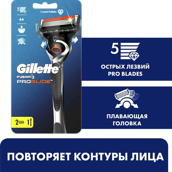 Бритва Gillette Fusion Proglide со сменными кассетами 1шт+2 кассеты