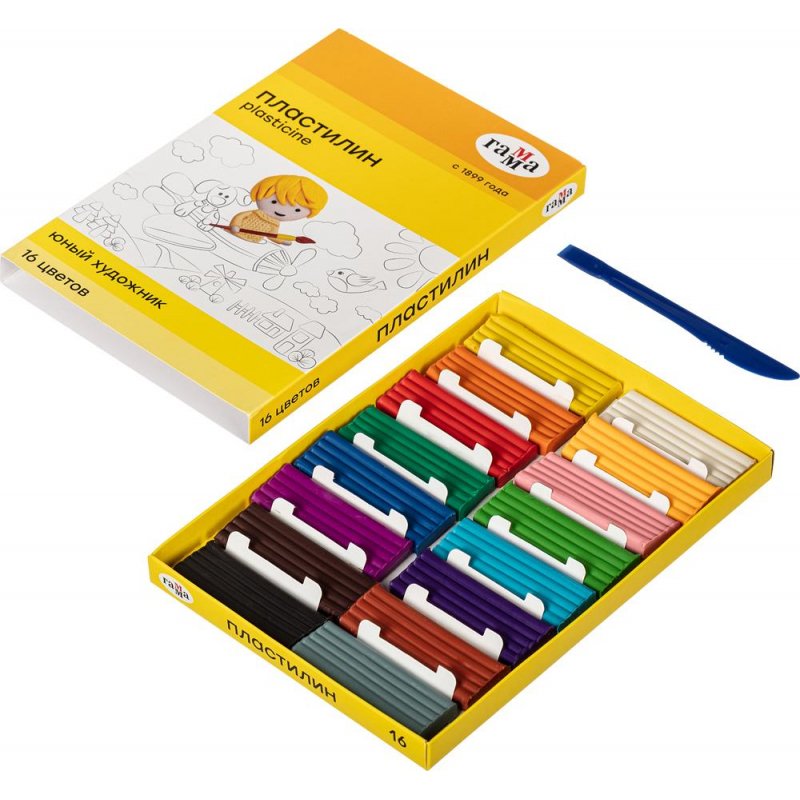 

Пластилин Гамма Юный художник New со стеком 16 цветов 224 г