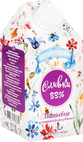 

Сливки Литвиновские ультрапастеризованные 33%, 500 мл