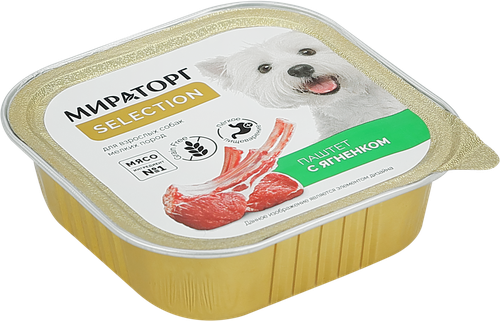 

Влажный корм Мираторг для взрослых собак мелких пород Паштет с ягненком 100 г