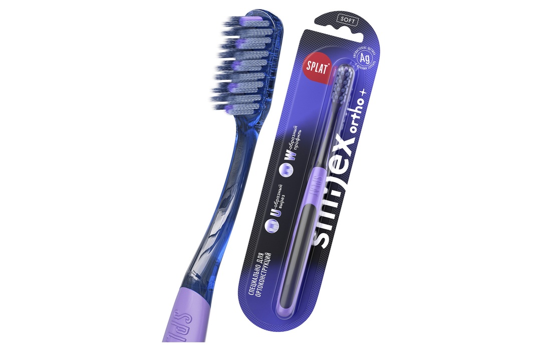 

Зубная щетка Splat Smilex Ortho+ ортодонтическая мягкая щетина синяя