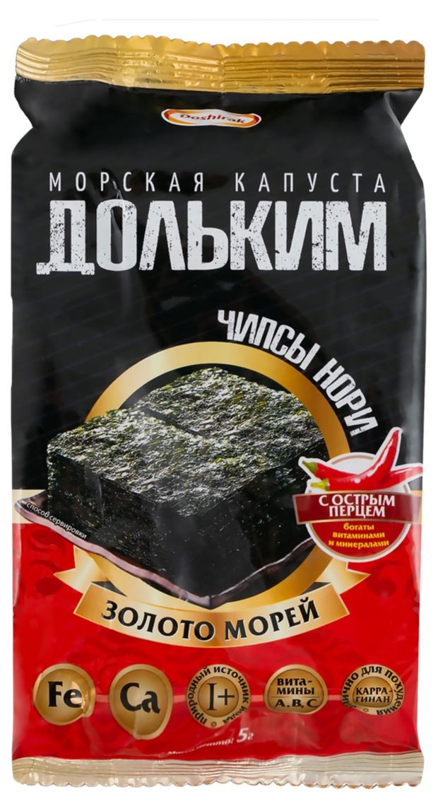 

Капуста морская DOSHIRAK Доль Ким, чипсы нори с острым перцем 5 г