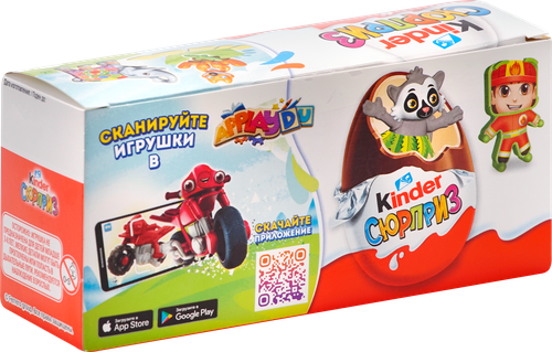 

Яйцо шоколадное Kinder Сюрприз из молочного шоколада с игрушкой 60 г