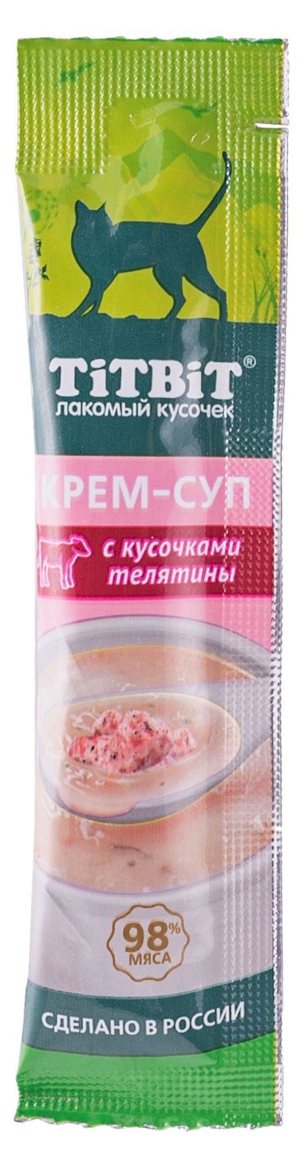 

Лакомство для кошек Titbit Крем-суп с кусочками телятины 10 г