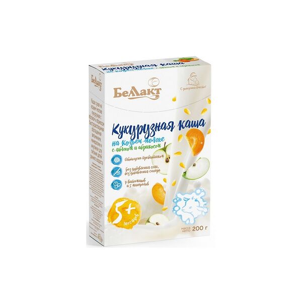 Каша сух на козьем мол кукурузная с яблоком и абрикосом б/р обог вит, минер д/детей вес 200г ДП Беллакт