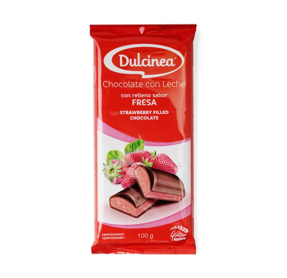 

Шоколад молочный Dulcinea с клубничной начинкой 100 г, Испания